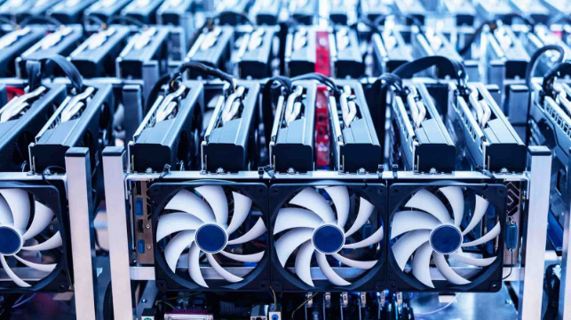 Mining hardware cooling with fans.